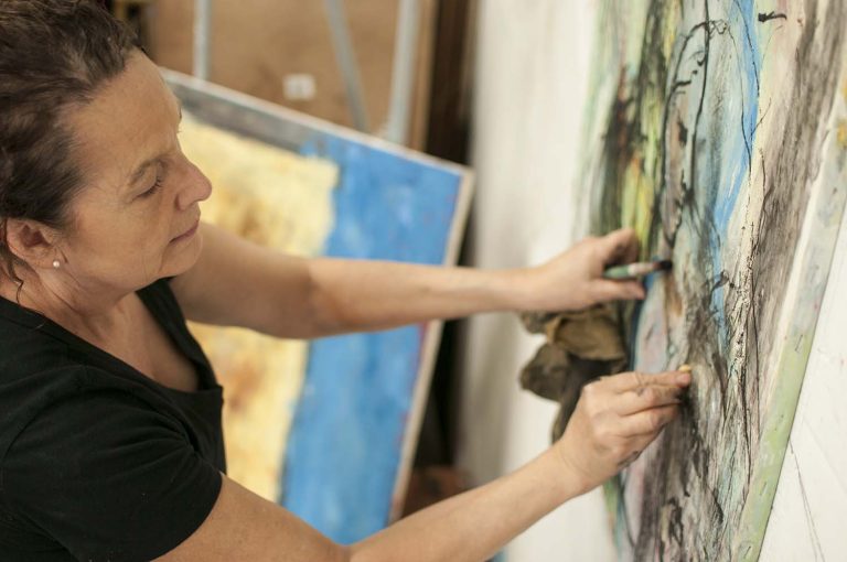 Woman making art