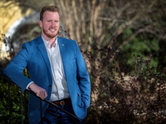 man in blue suit