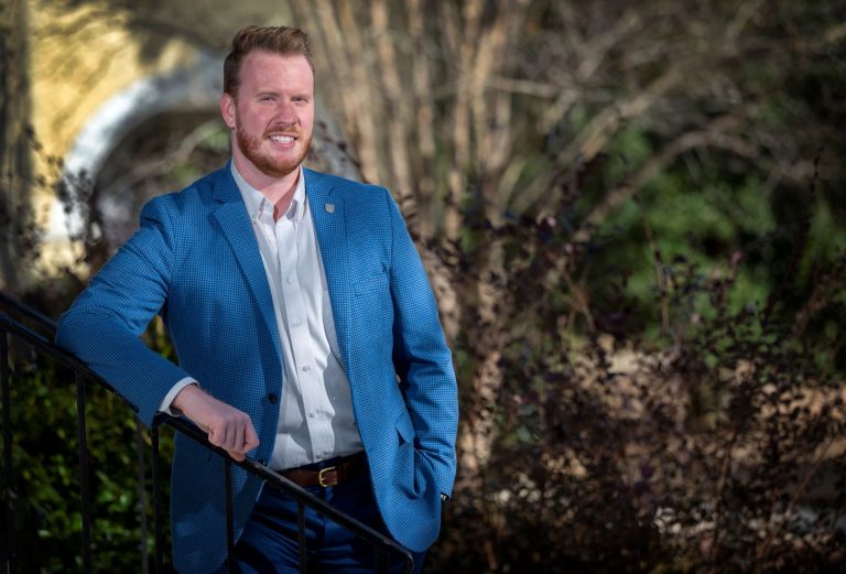 man in blue suit
