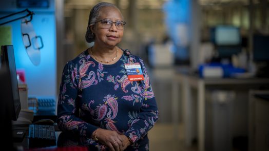 Woman standing in the Core Lab