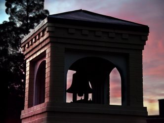 sunrise over bell tower