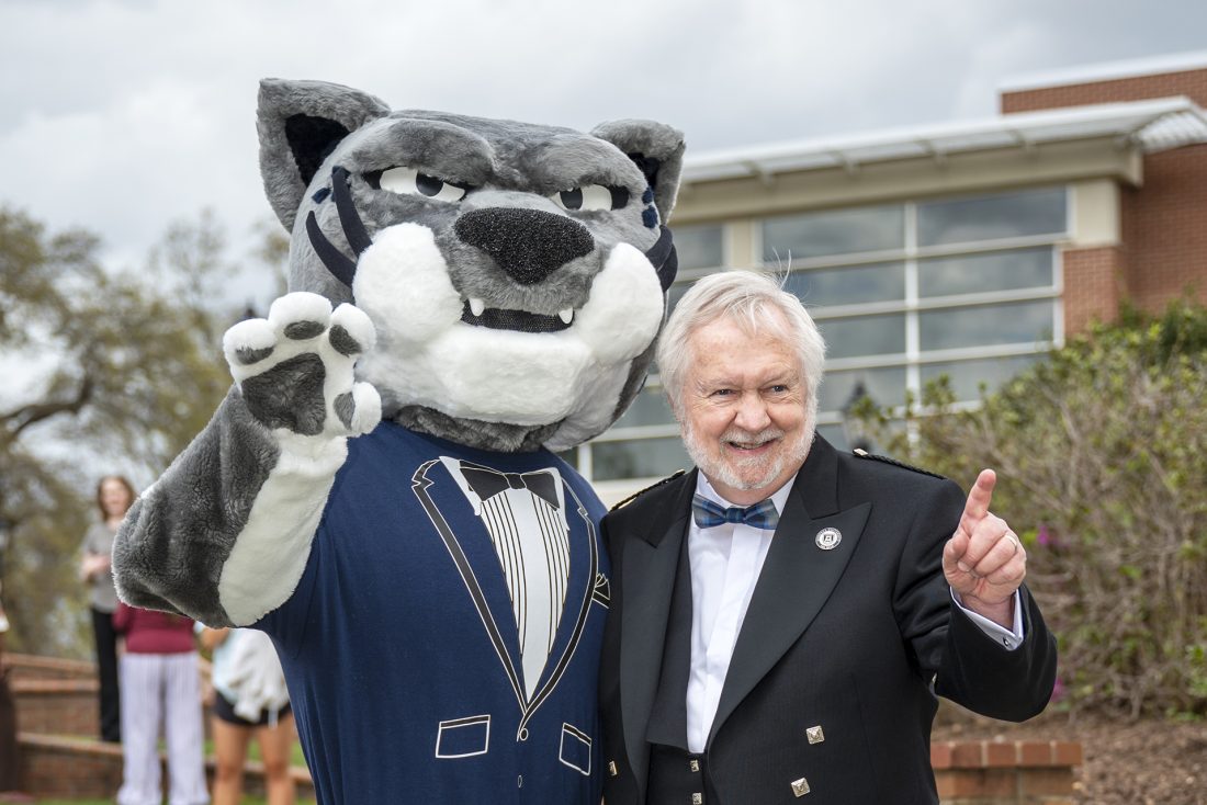 Jaguar mascot and President Brooks Keel