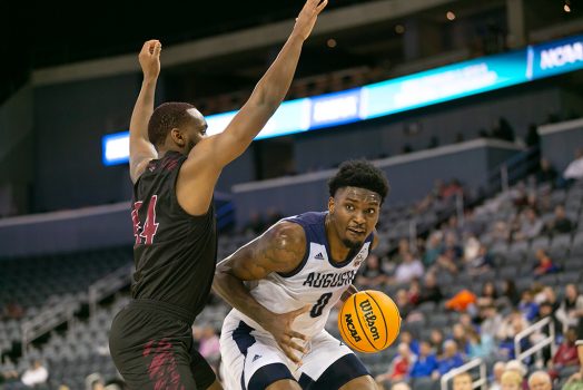 Men playing basketball