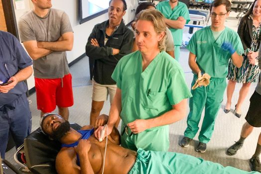 instructor ultrasounds student