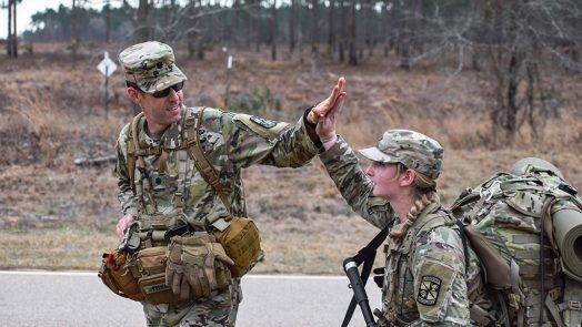 Man and woman in camo