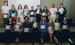 Group of people with awards