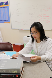 woman studying in lab