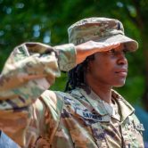 Photo of Lt. Felina Barnes saluting