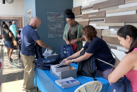 Families receive back to school supplies