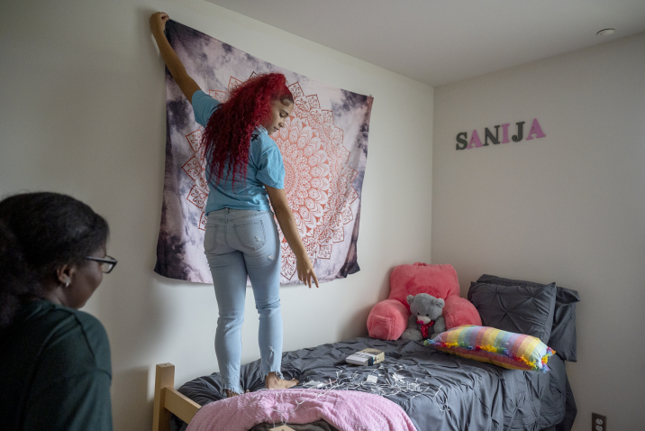 woman decorating her room