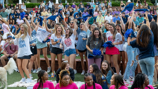 students cheering