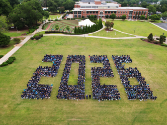 aerial photo of students arranged in formation that reads "2026"