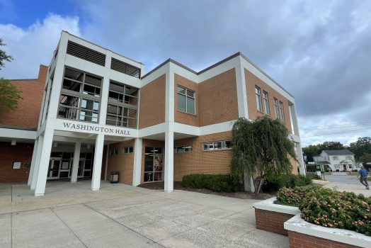 exterior photo of Washington Hall, a brick building on the Summerville Campus