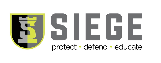 logo that reads "SIEGE: protect, defend, educate"