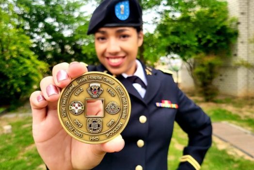 Cristina Lukas receives commander coin
