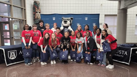 group of students with Jaguar mascot