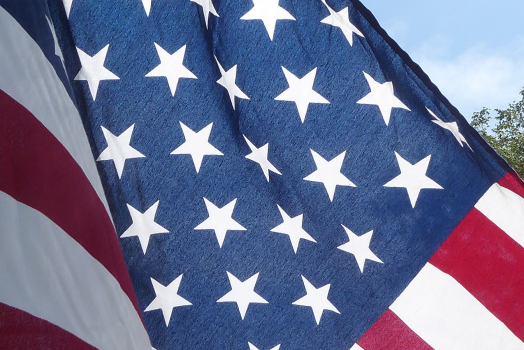 American flag flying