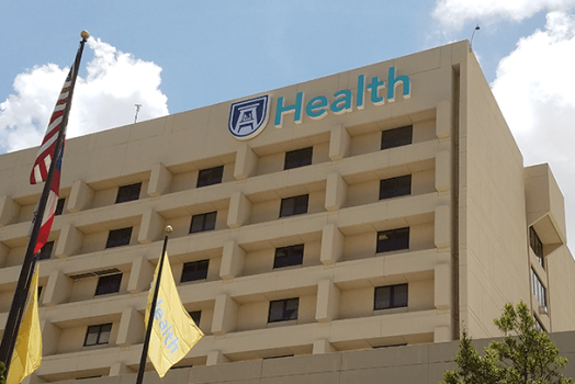 Augusta University Health building with logo