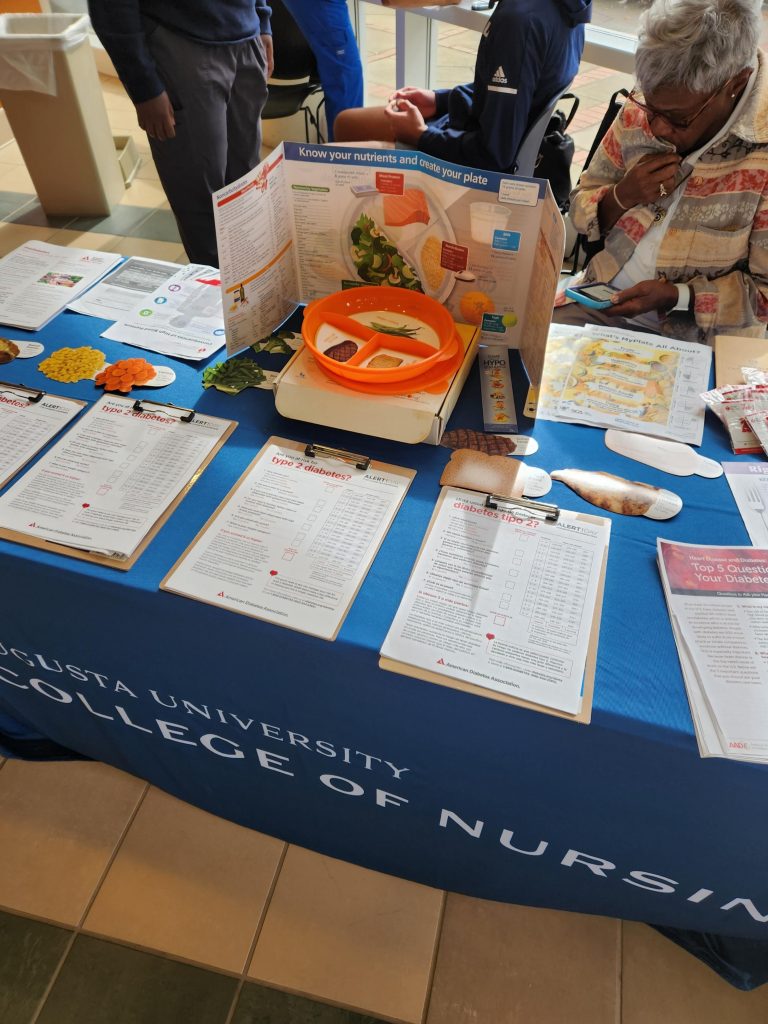 table display featuring information about nutrition and diabetes