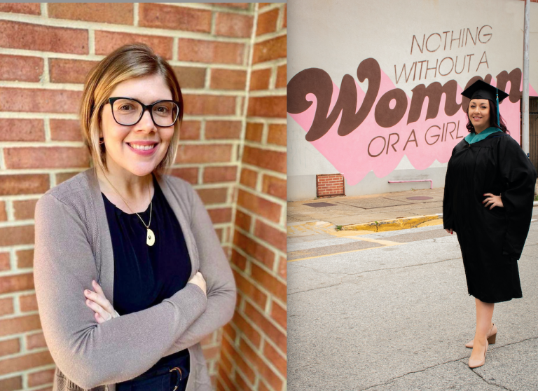 Two graduates standing