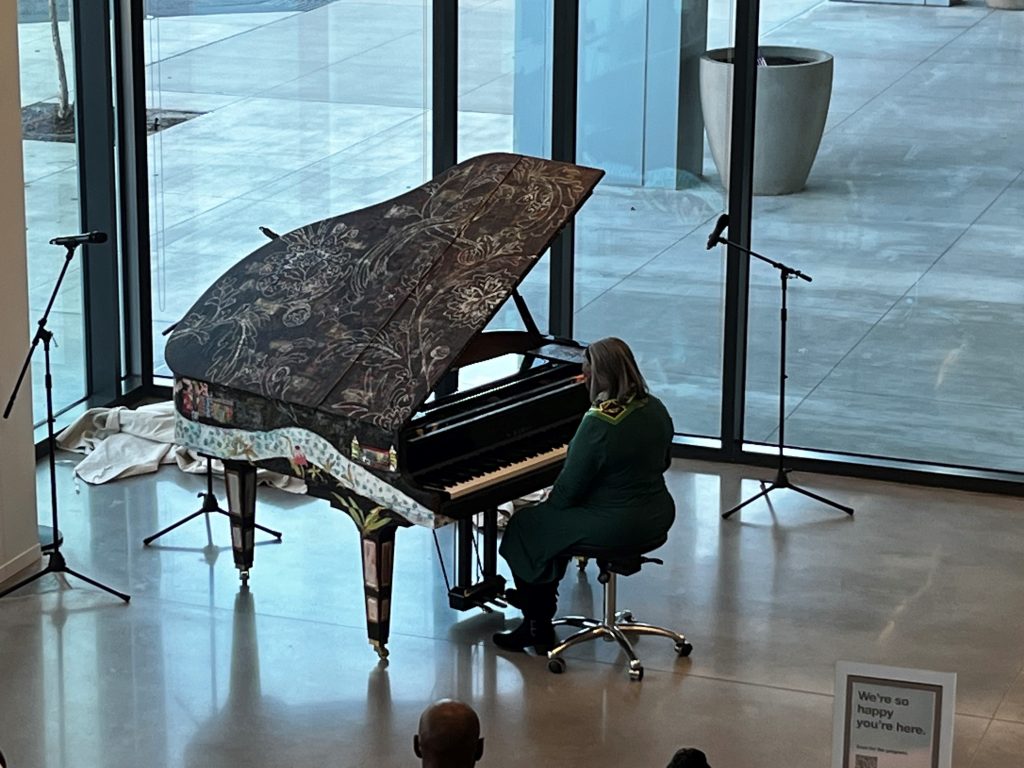 woman playing the piano