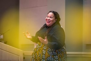 Woman giving speech