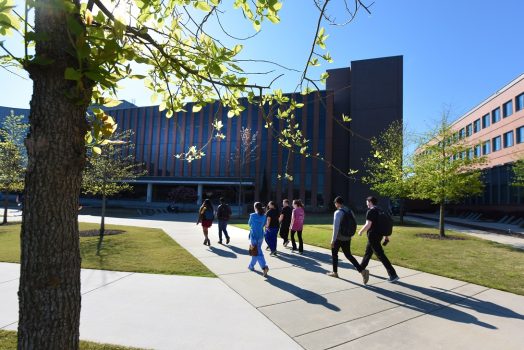 Students walking outside