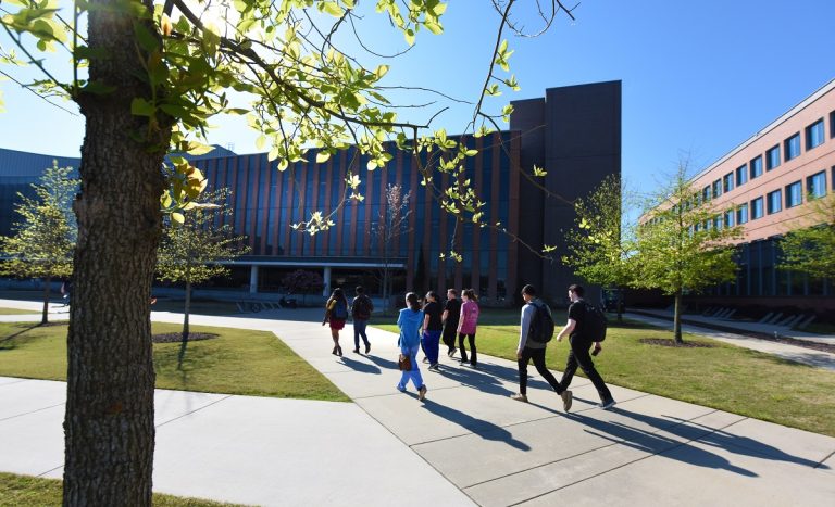 Students walking outside
