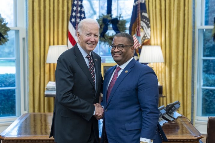 The President of the United States with Mayor Garnett Johnson