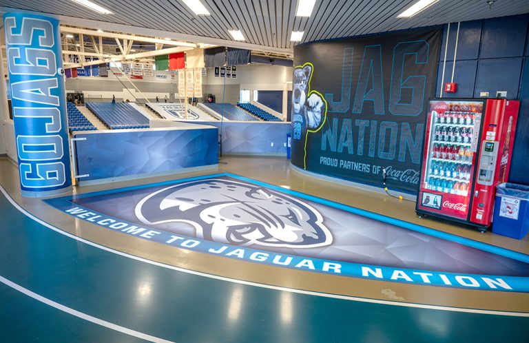 Walls with new pictures and graphics on them.