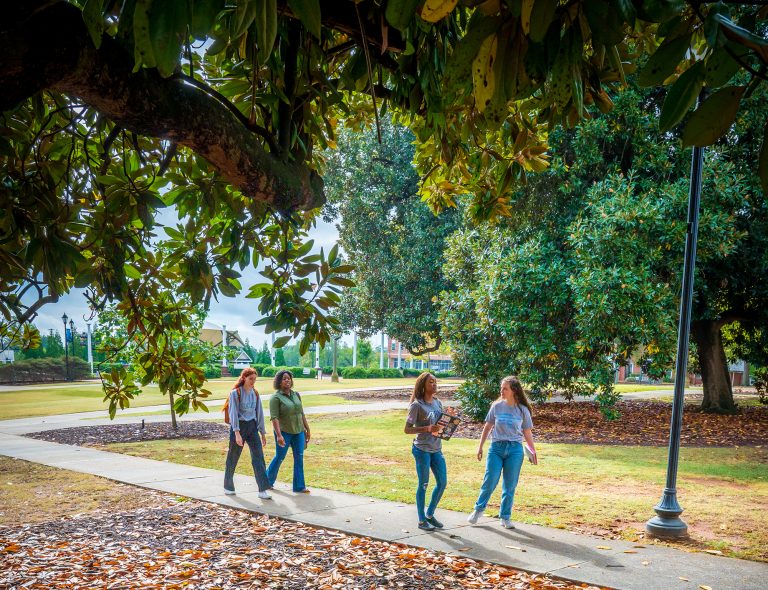 People walking on college campus