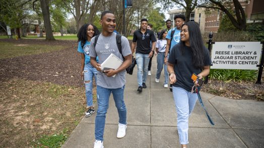 Students walking on campus