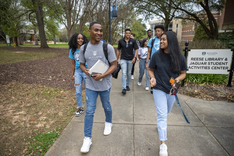 Students walking on campus