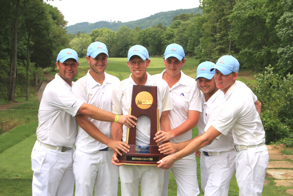 golf team with NCAA National Championship trophy