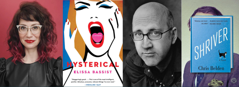 woman smiling and two men with one man holding a book