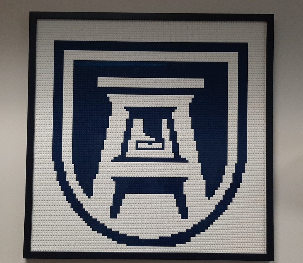 Lego display with the Augusta University shield