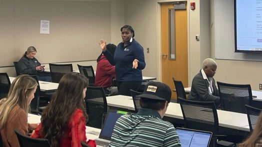 Woman teaching class