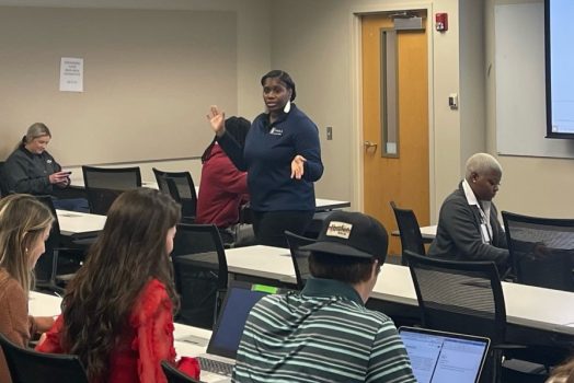 Woman teaching class