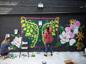 Art students paint a mural