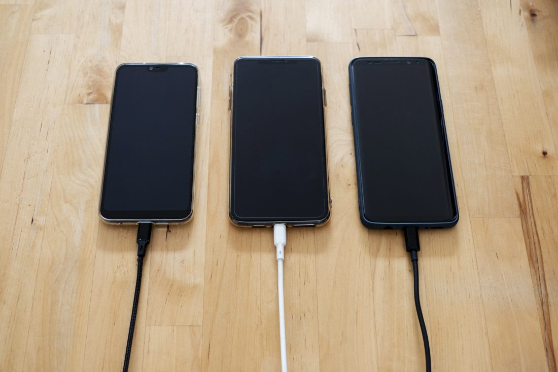 Cell phones that are plugged in
