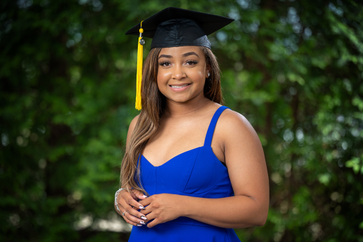 woman wearing a graduation cap