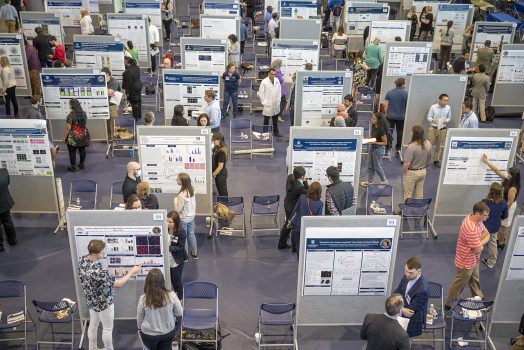 many graduate students present their research posters
