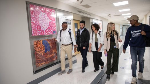 students walking in a hall