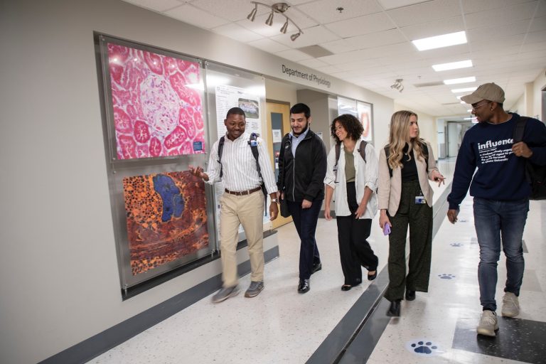 students walking in a hall