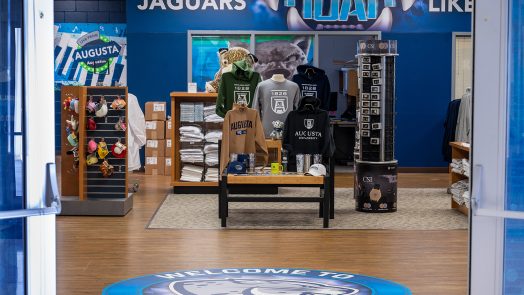 The entrance to the Roar Store showing shirts on mannequins and various displays