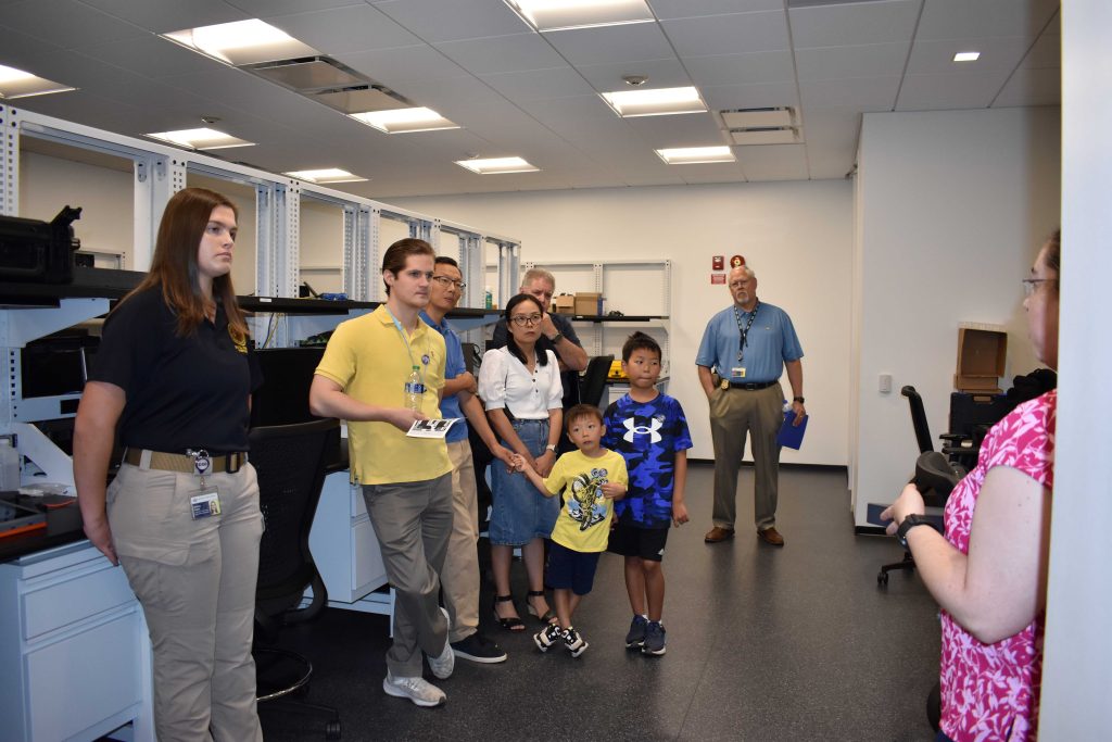 People taking tour of building