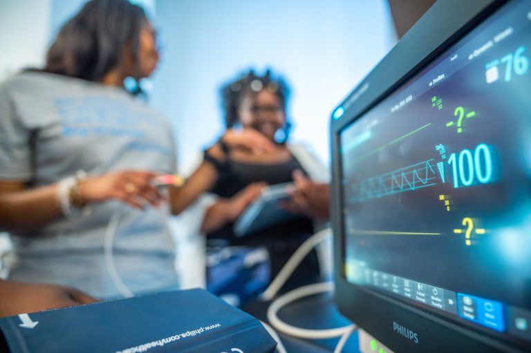 Students with computer