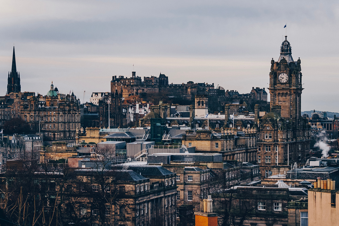 Cityscape of Edinburgh, Scotland.