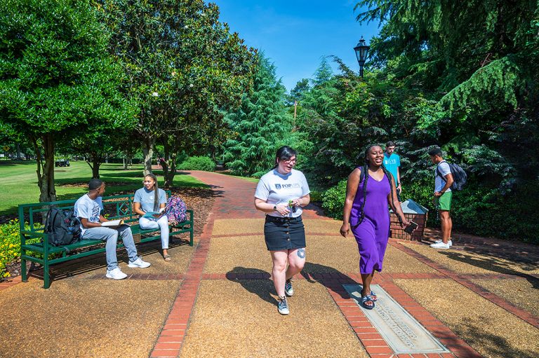 People walking on college campus