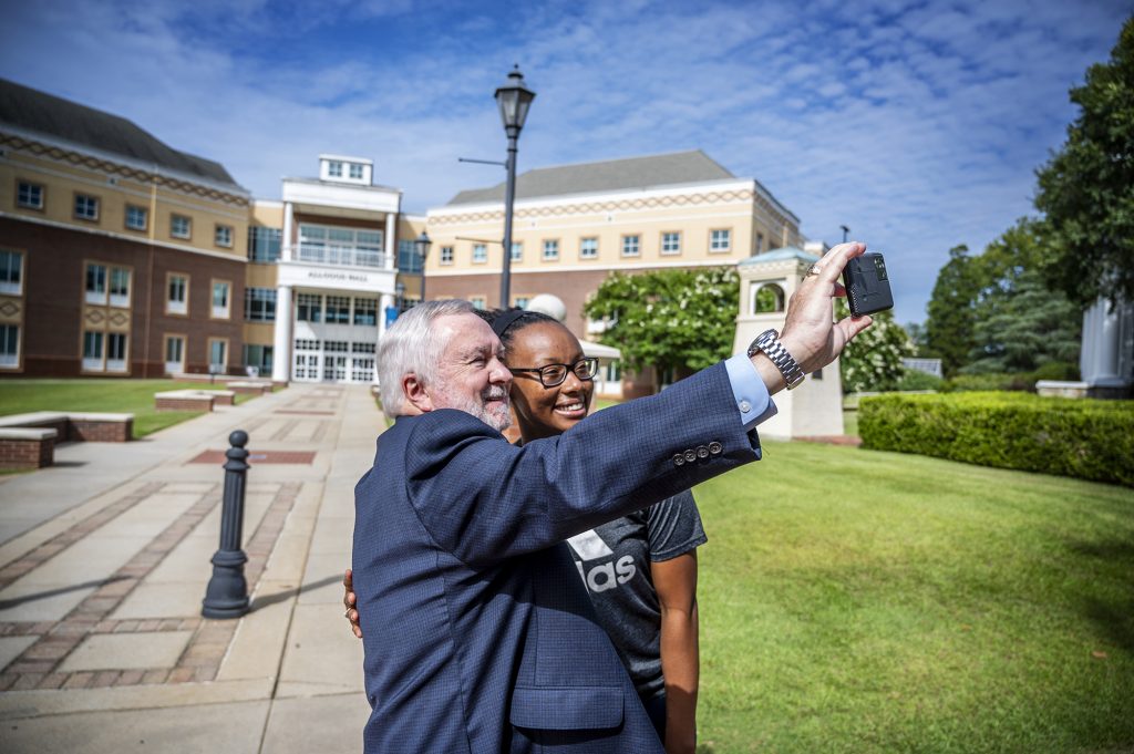 Man and woman taking selfie